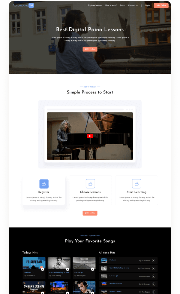 Online Portal for Piano Learners designs
